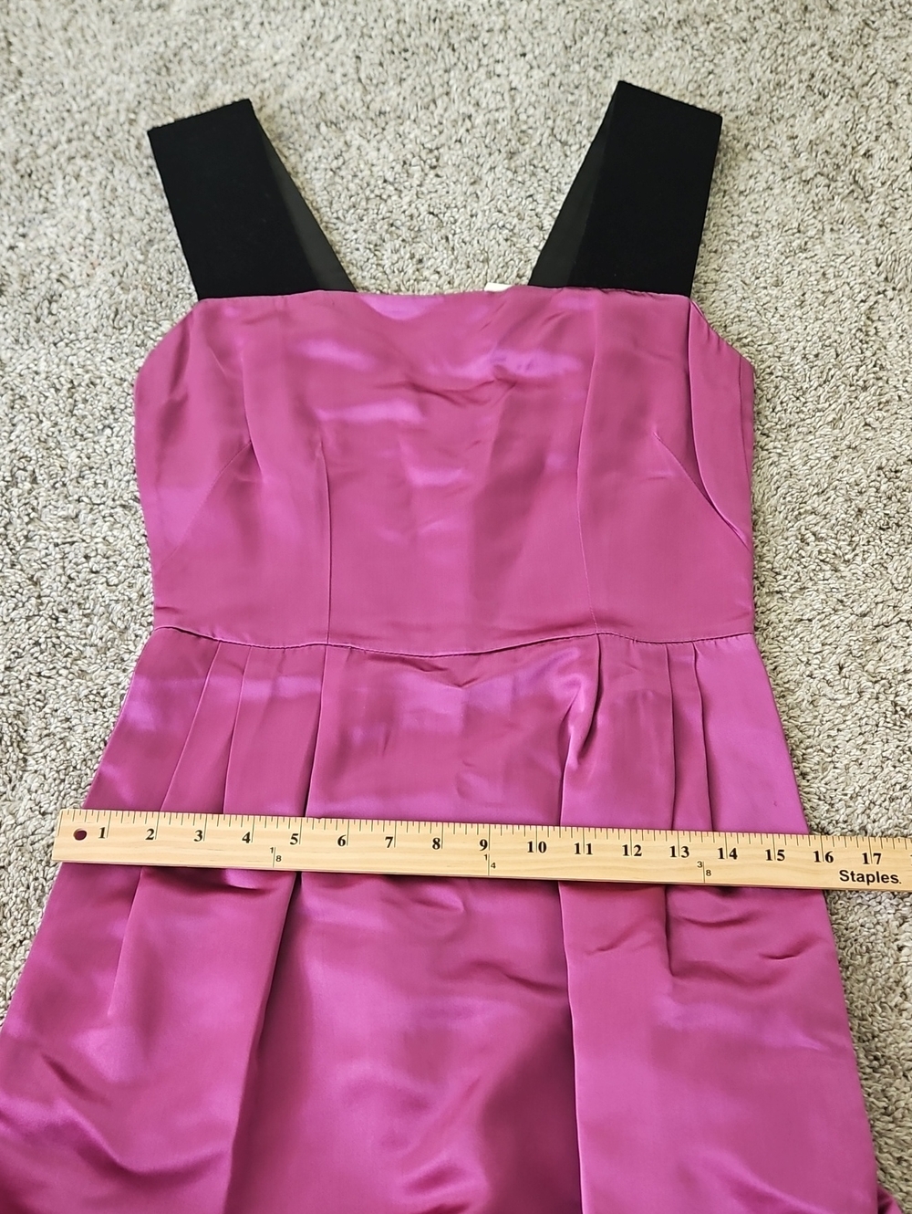 NWT Dolce & Gabbana D&G Satin Magenta Dress Black Velvet 42/M - Picture 8 of 12